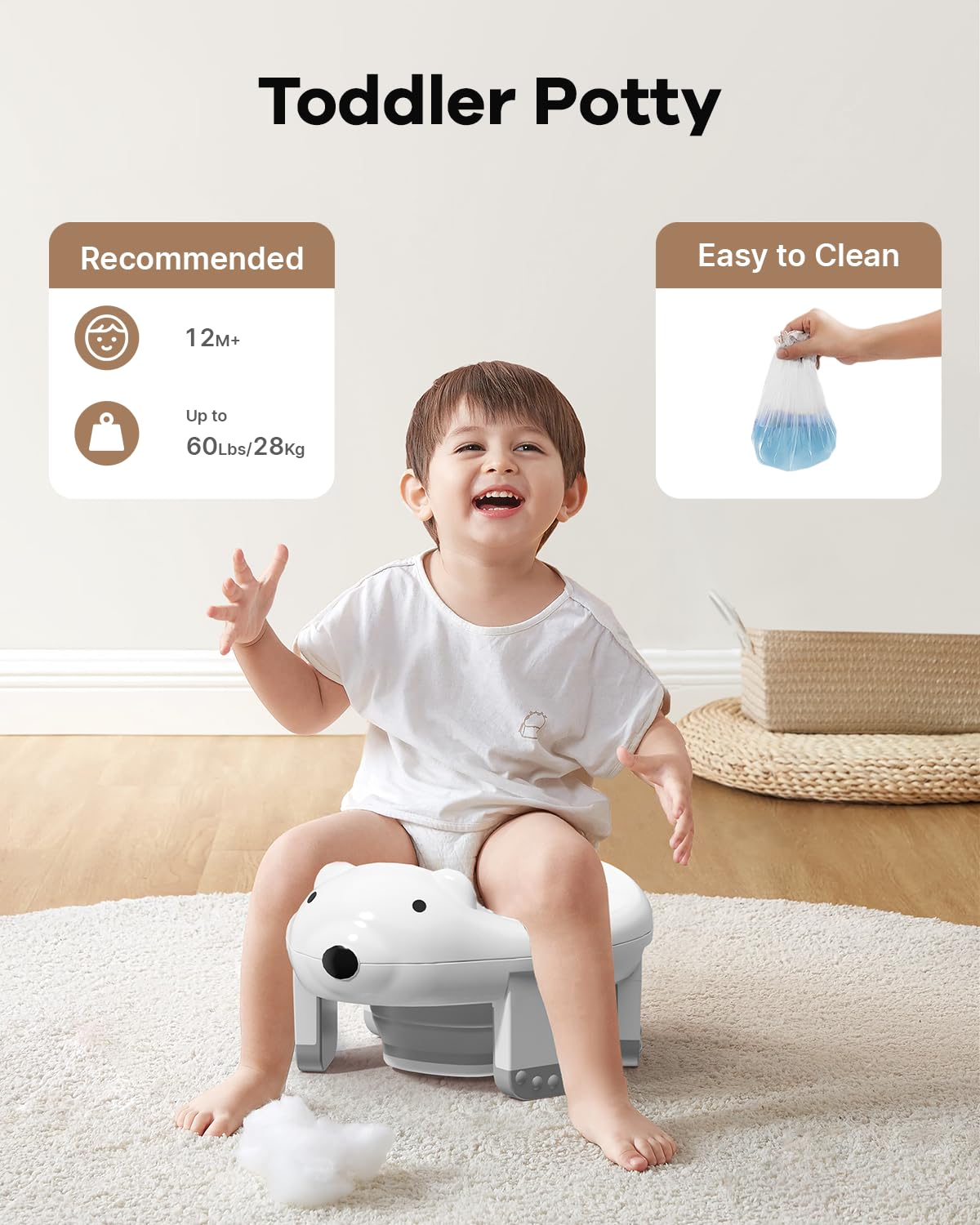 Bunwag potty kit includes liner bags for easy cleaning after use