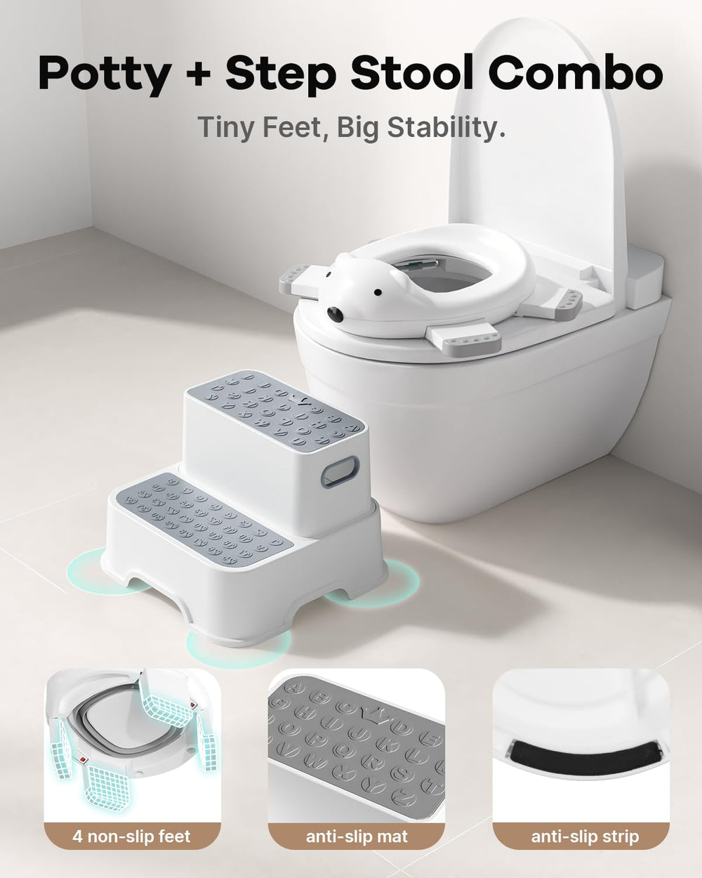 Bunwag toddler step stool with anti-slip feet helps kids reach sinks safely