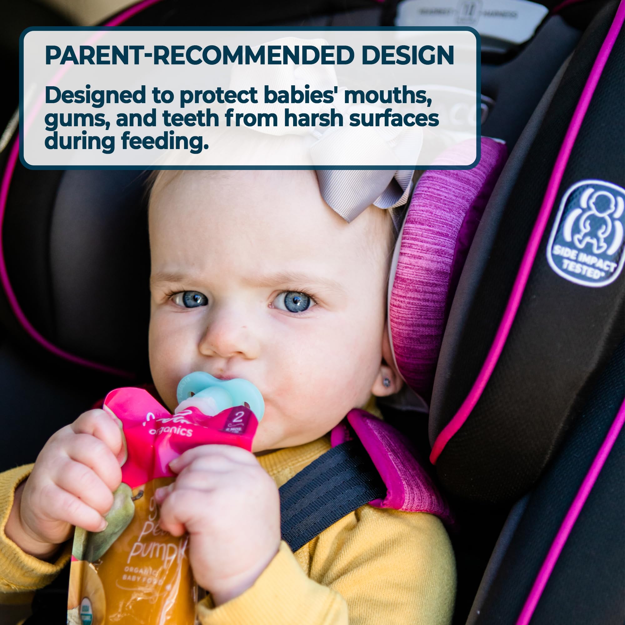 Buon Bambini Soft Sip topper with chunky meals and gentle gums
