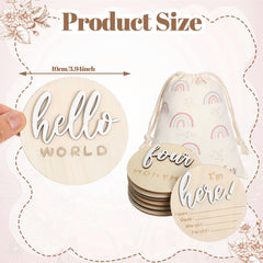 Burbell seven-pack wooden circles provide durable keepsakes for baby's first year.