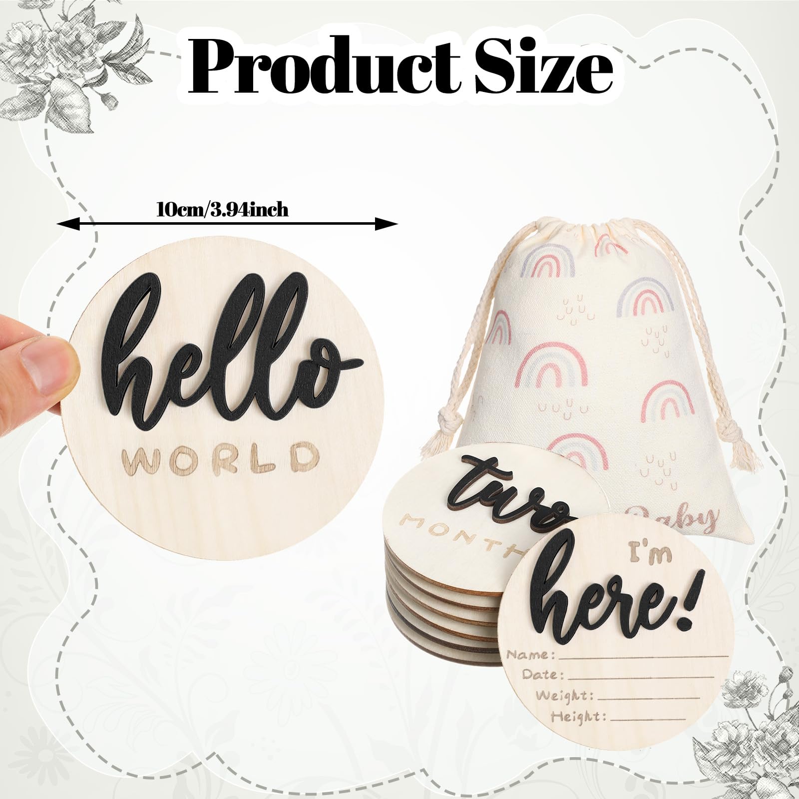 Burbell baby growth discs showcase natural wood texture enhancing photos