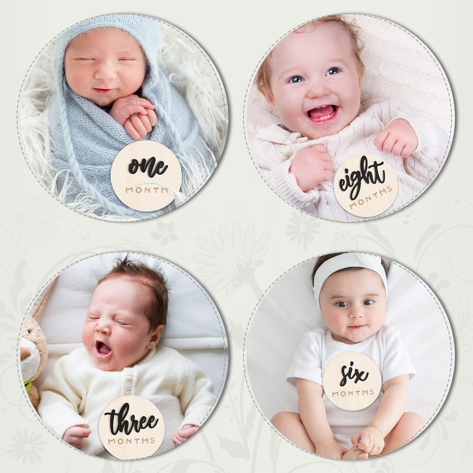 Burbell compact 4-inch milestone cards for shelves or walls