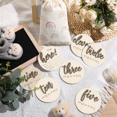 Burbell Hello World sign double-sided milestone capture for newborn photos