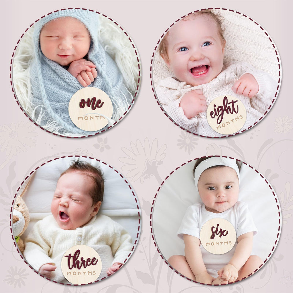 Burbell gender-neutral milestone sign set suitable for both boys and girls