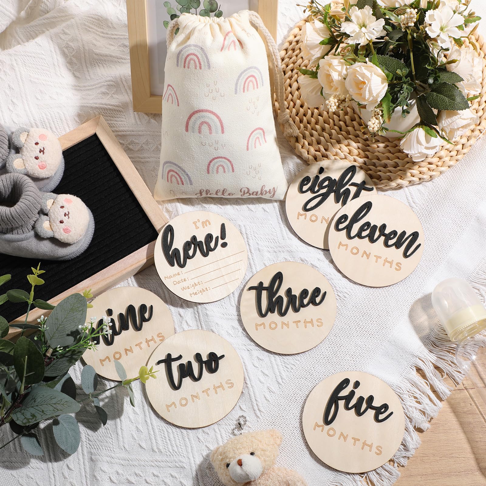 Burbell hello world milestone card captures newborn moments for cherished announcements