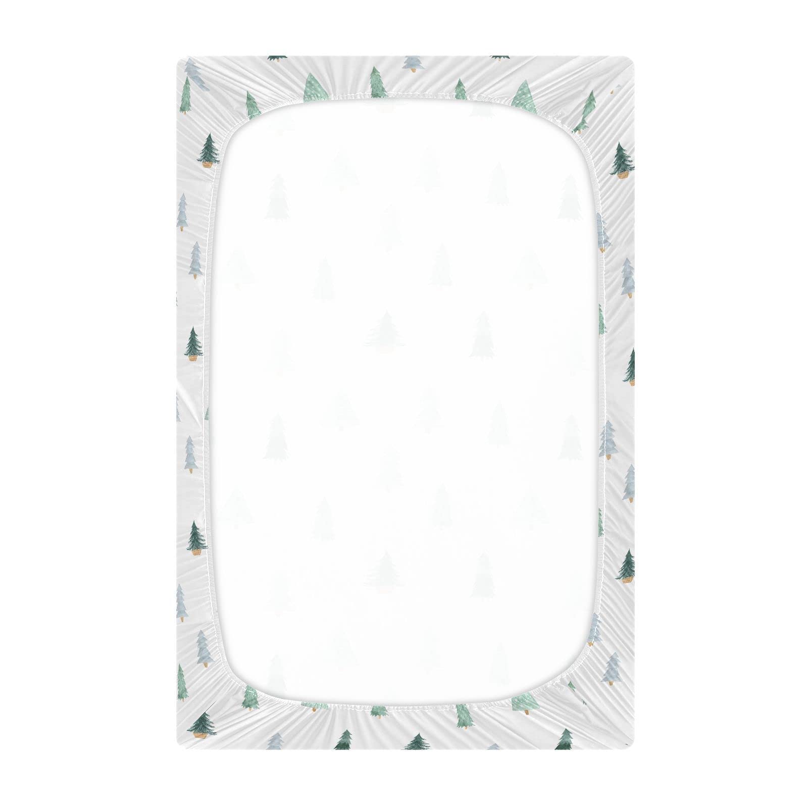 Burbuja Christmas Tree crib sheet elastic-band detail for secure, smooth sleep surface