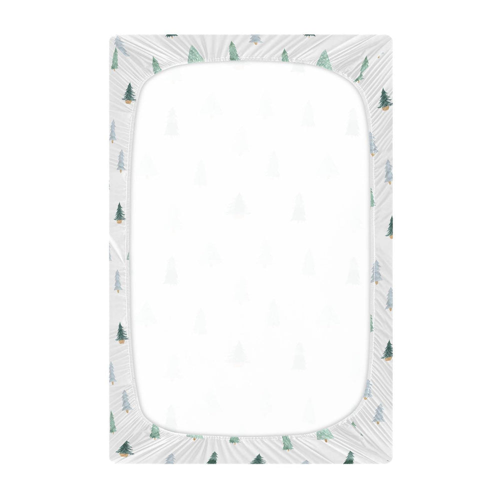 Burbuja Christmas Tree crib sheet elastic-band detail for secure, smooth sleep surface