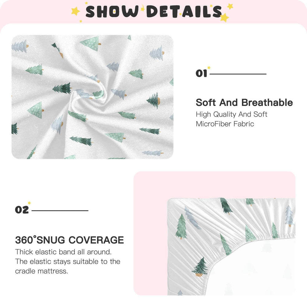 Burbuja Christmas Tree crib sheet standard crib dimensions compatible with most mattresses