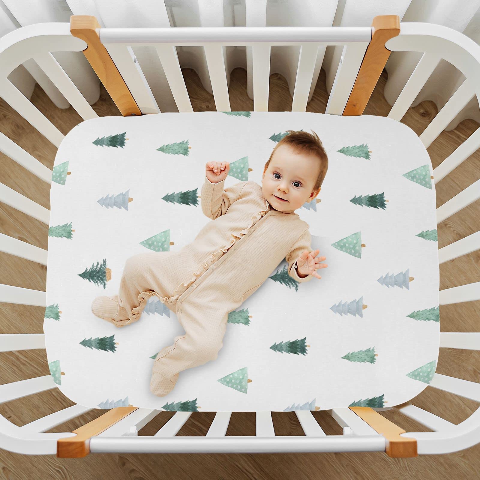 Burbuja Christmas Tree crib sheet toddler bed fit for growing kids