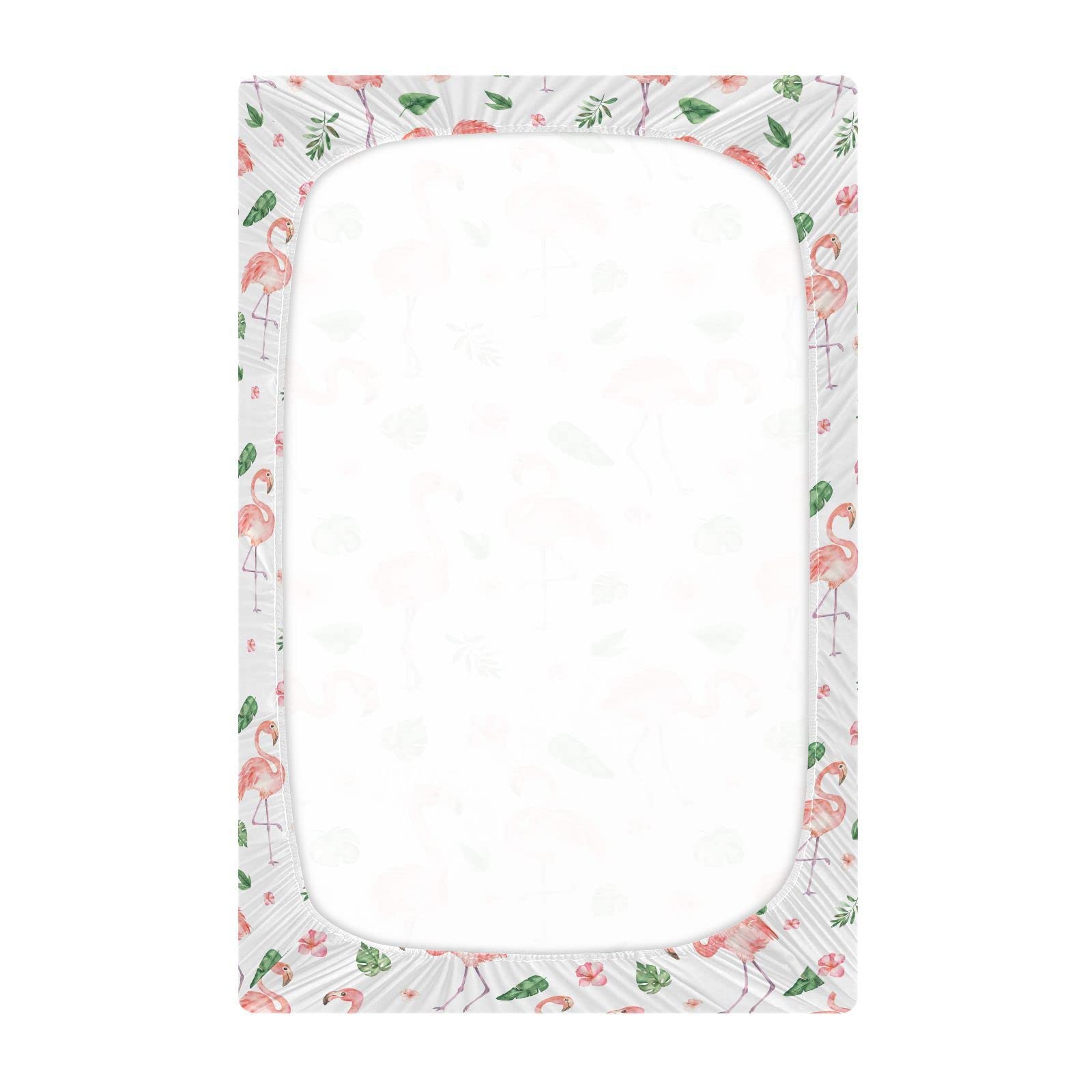 Burbuja Flamingos crib sheet with a snug elastic fit keeps the sheet flat during sleep.