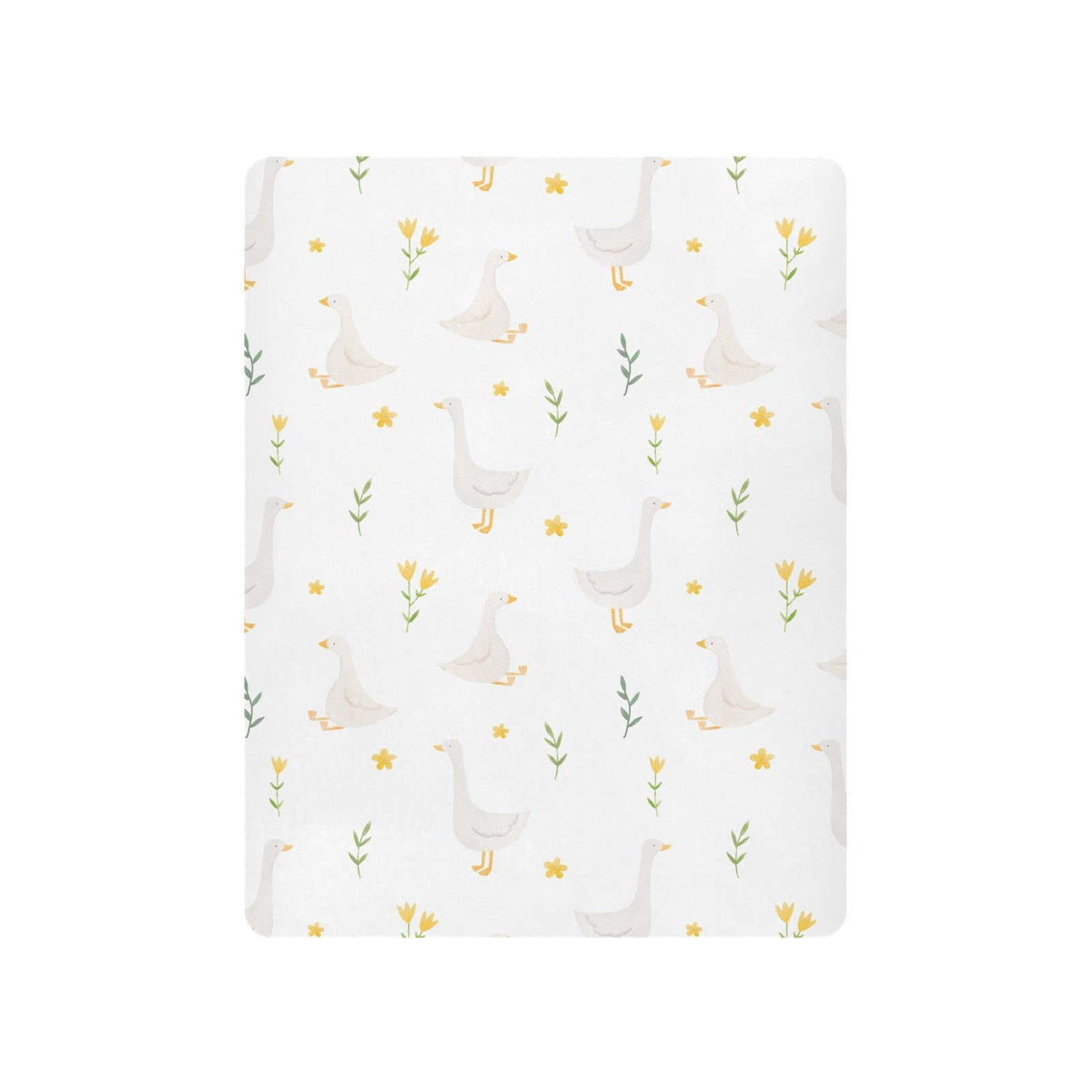 Burbuja Goose Bird Twig crib sheet shows soft texture for baby comfort