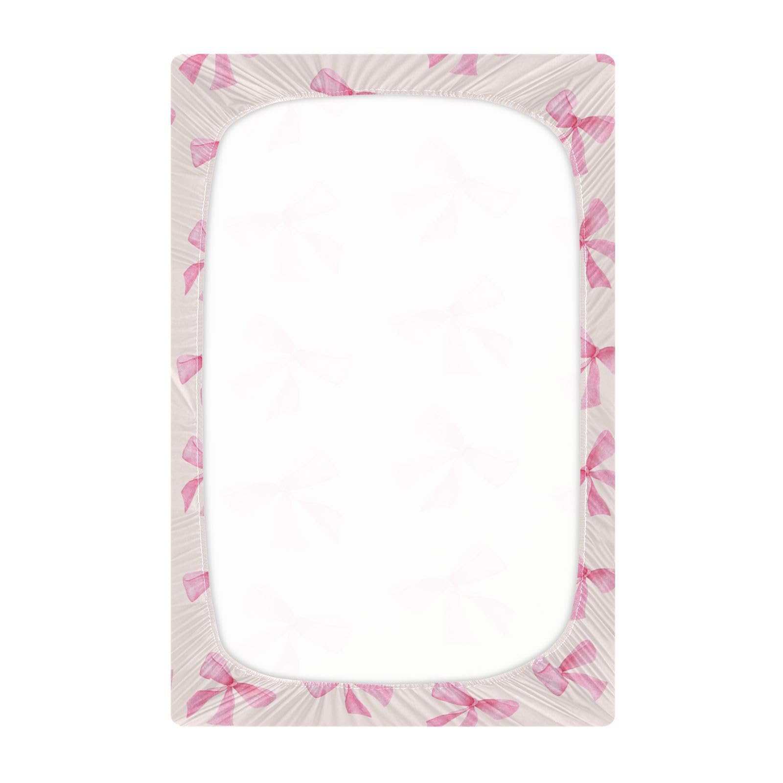 Burbuja Pink Bow crib sheet with elastic band secure fit around mattress