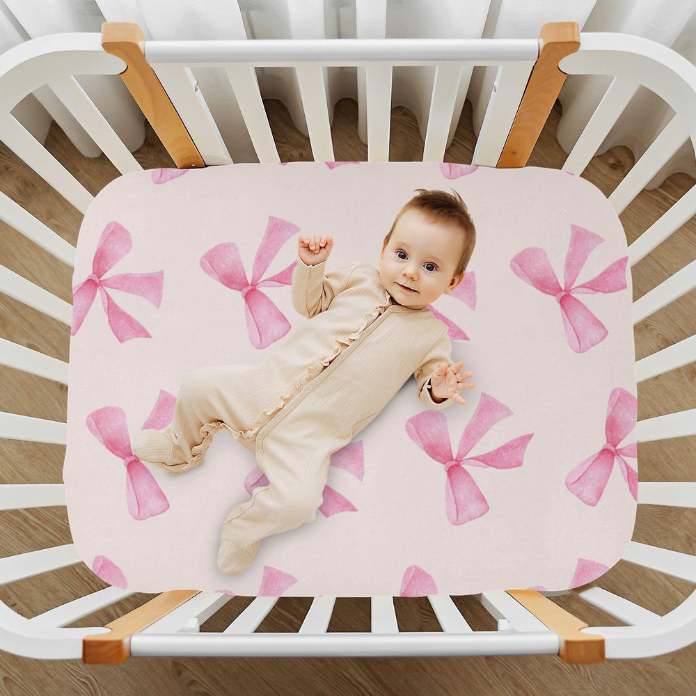 Burbuja Pink Bow crib sheet one-side print design for cute style