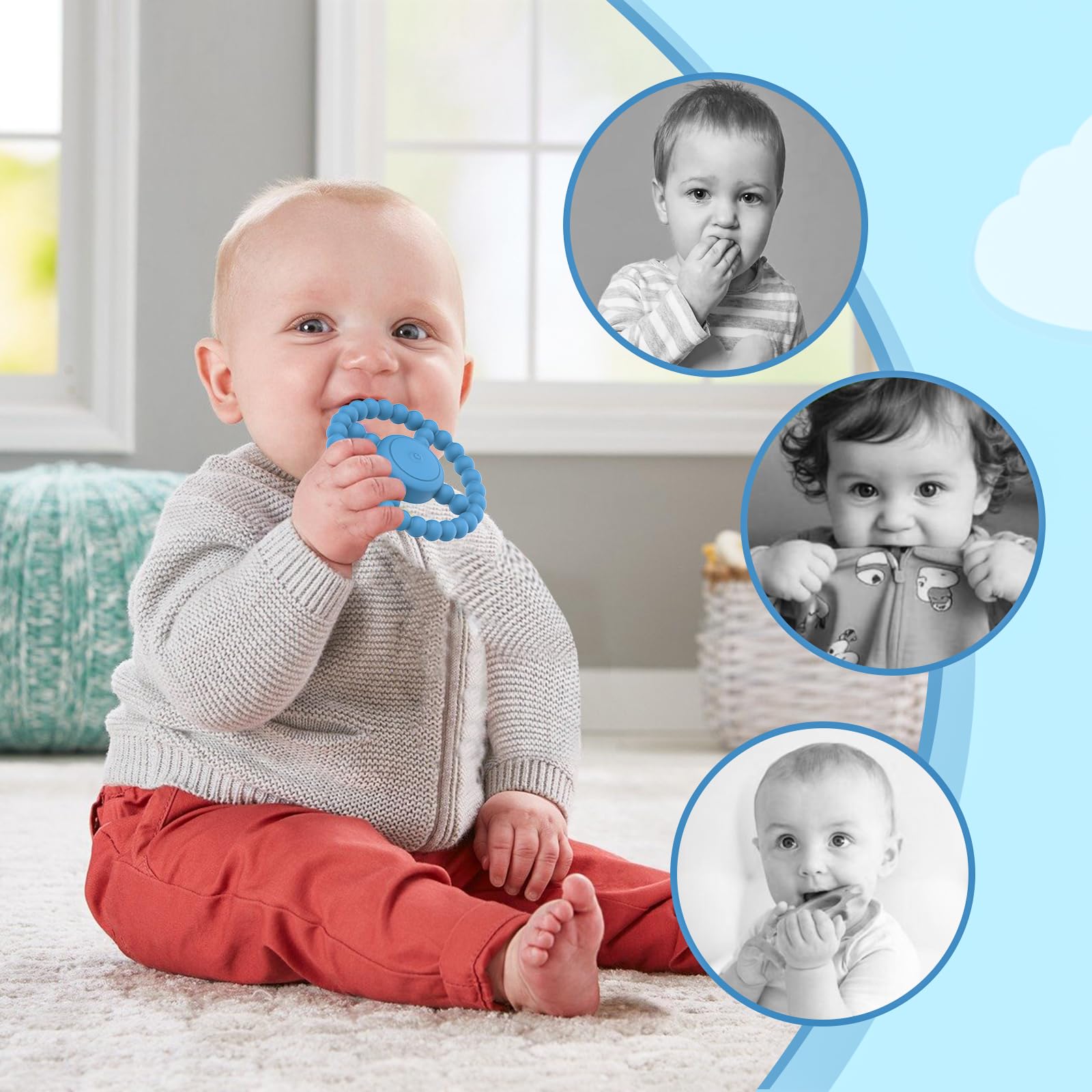Food-grade BPA-free silicone in B.urHero teether supports safe mouthing.