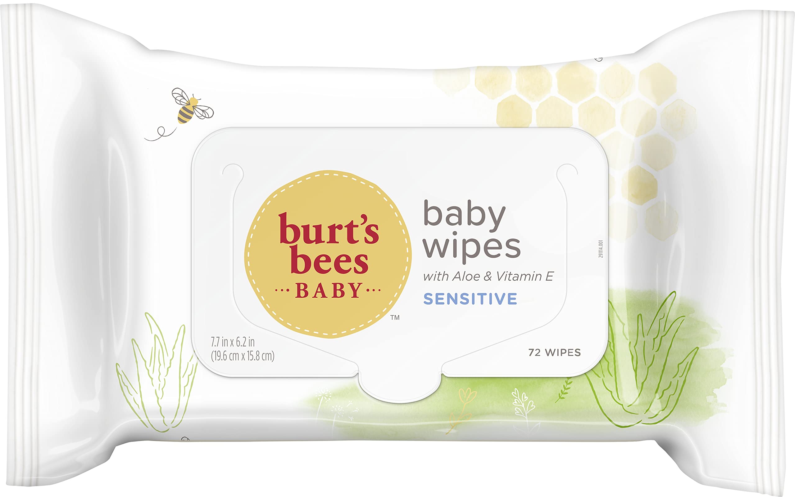 Burt's Bees Baby chlorine-free wipes pack shows gentle cleansing for delicate skin.