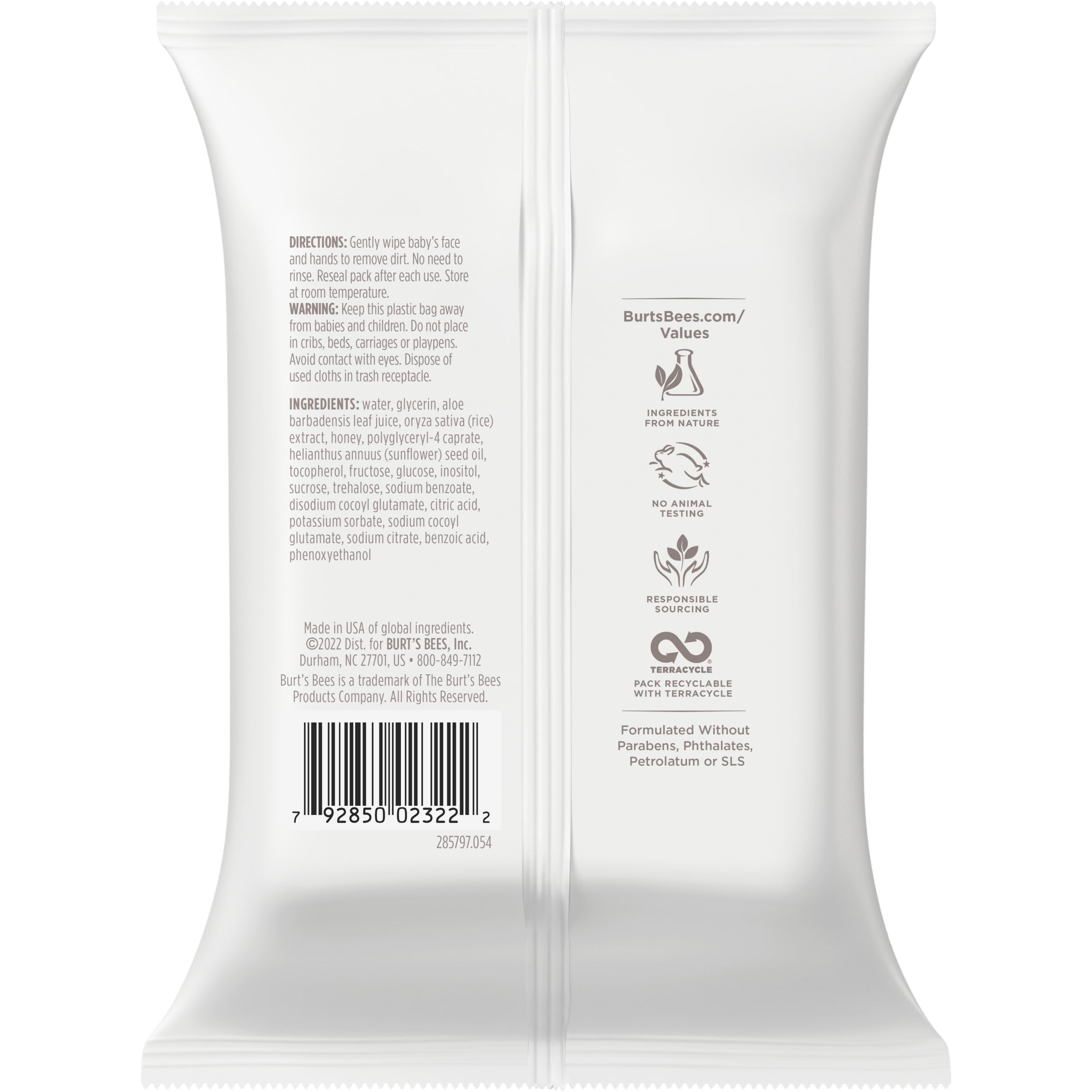Burt's Bees Baby unscented wipes with 98.5 percent natural origin for gentle cleansing