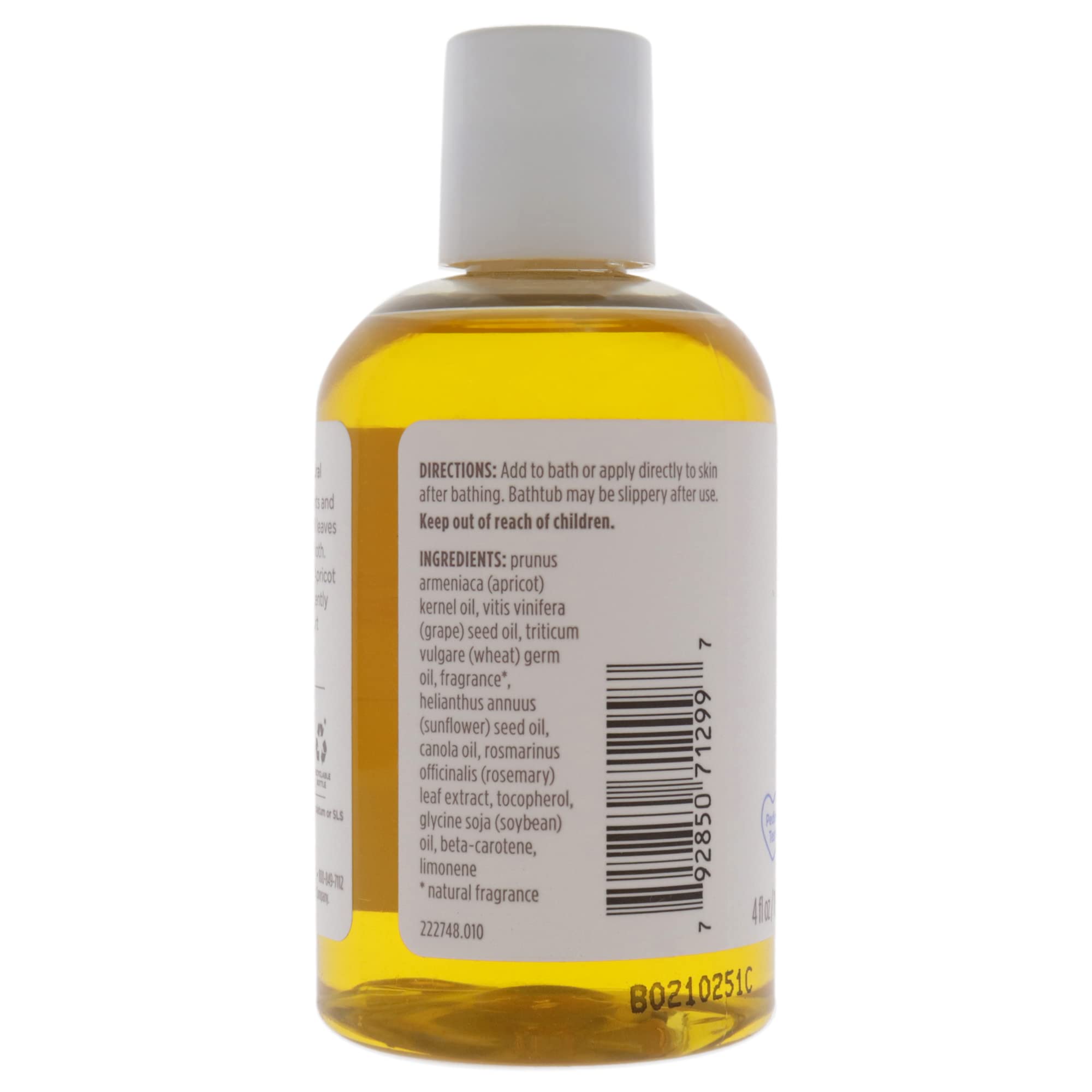 Burt's Bees Baby Oil pediatrician-tested formula shown on skin surface without irritation.