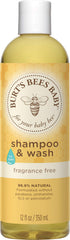 Burt's Bees Baby Shampoo and Wash fragrance-free bottle offers gentle, tear-free cleansing.