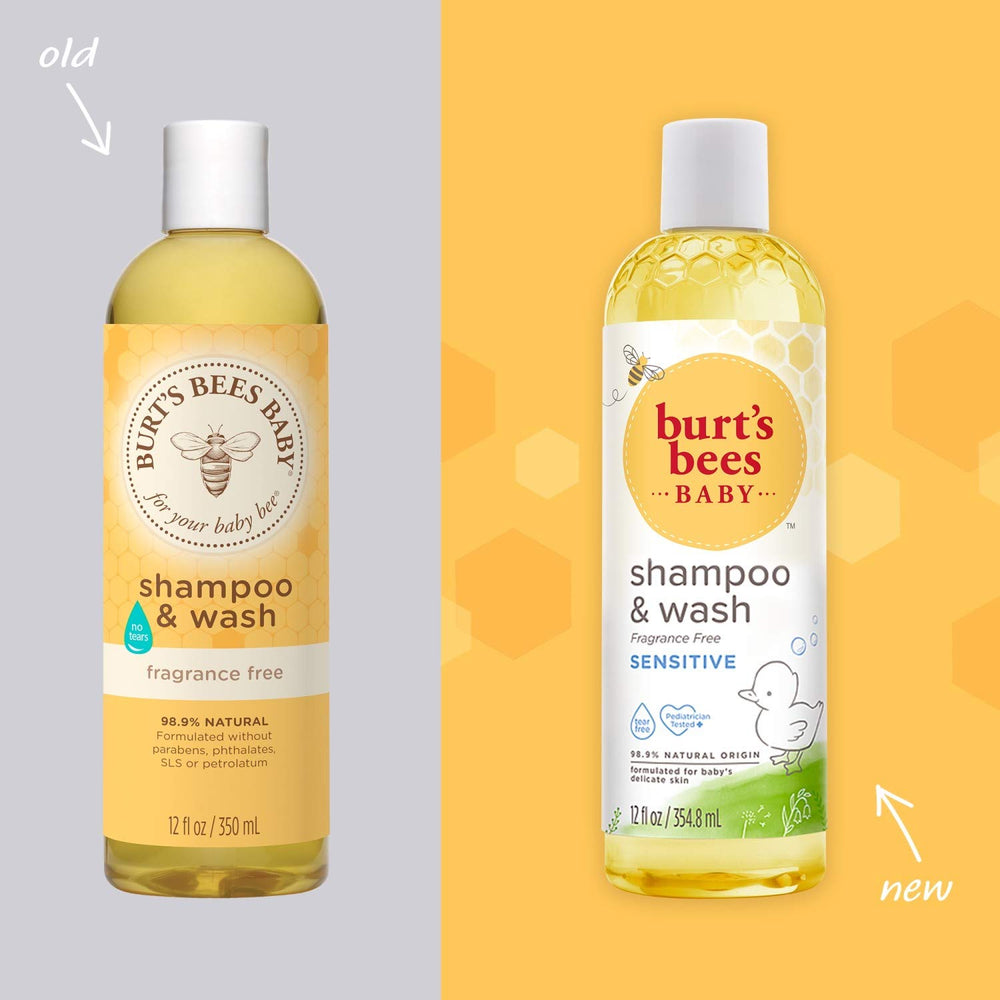 Burt's Bees Baby Shampoo and Wash tear-free foam is ready for bath time routine.