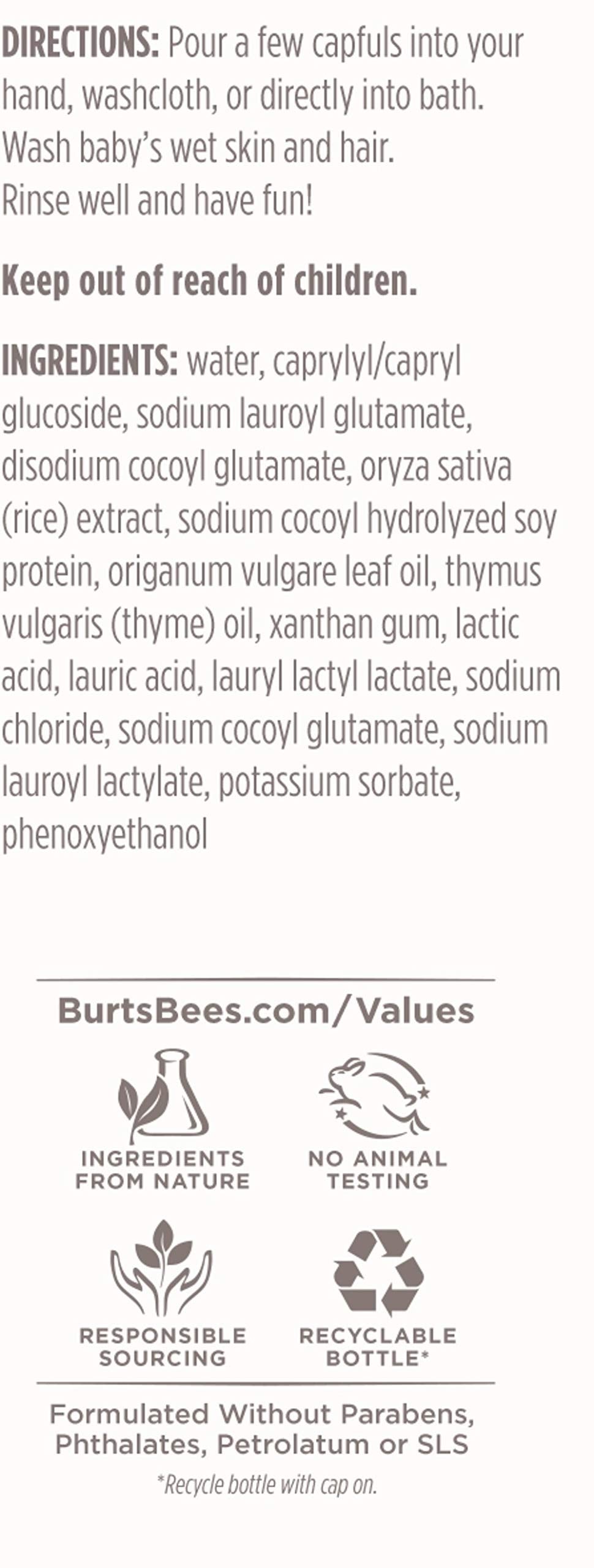 Burt's Bees Baby Shampoo and Wash unscented bottle keeps skin clean and natural.