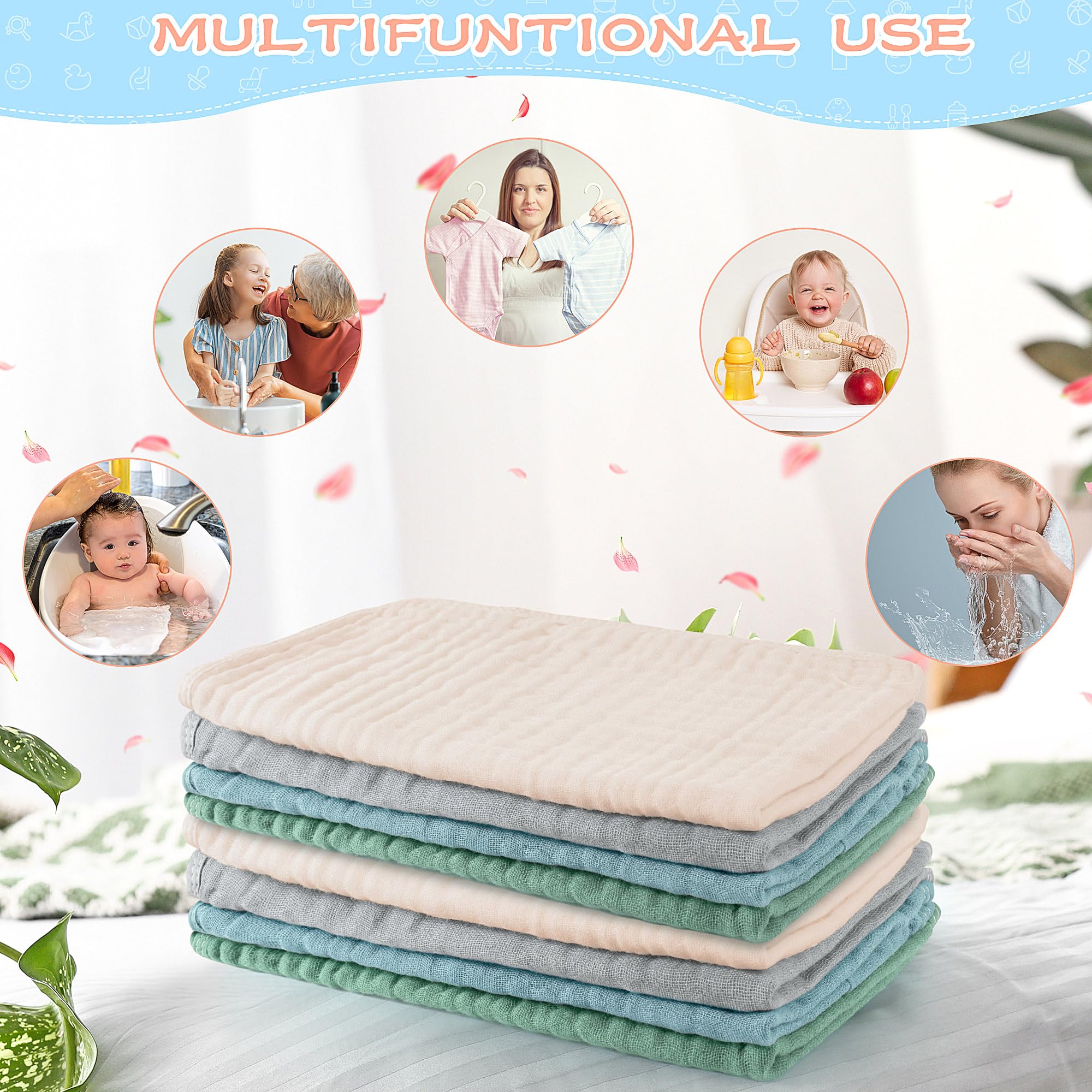 Buryeah Burp Cloths six-layers-absorbent soaks up drool