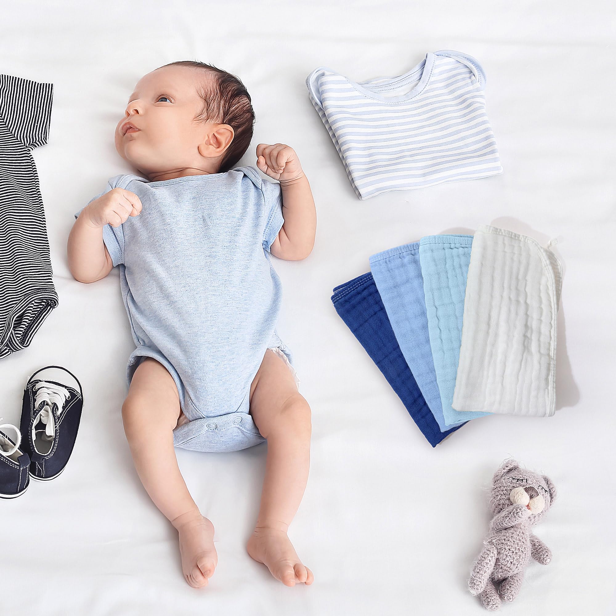 Buryeah burp cloth around baby's neck during feeding helps keep clothes clean