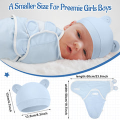 Buryeah preemie hat blue closeup highlights snug fit for longer wear.