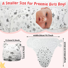 Buryeah preemie-hat-gray-star demonstrates stretchy knit for extended wear.