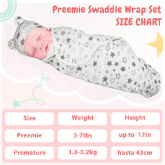 Buryeah preemie-swaddle-blanket-gray-star-display shows breathable fabric for comfortable rest.