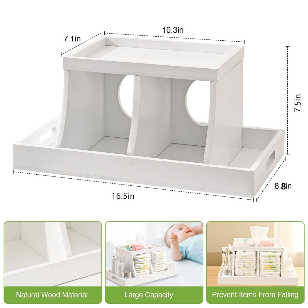 Busidhji diaper caddy handle design illustrates portable, easy transport around the nursery.