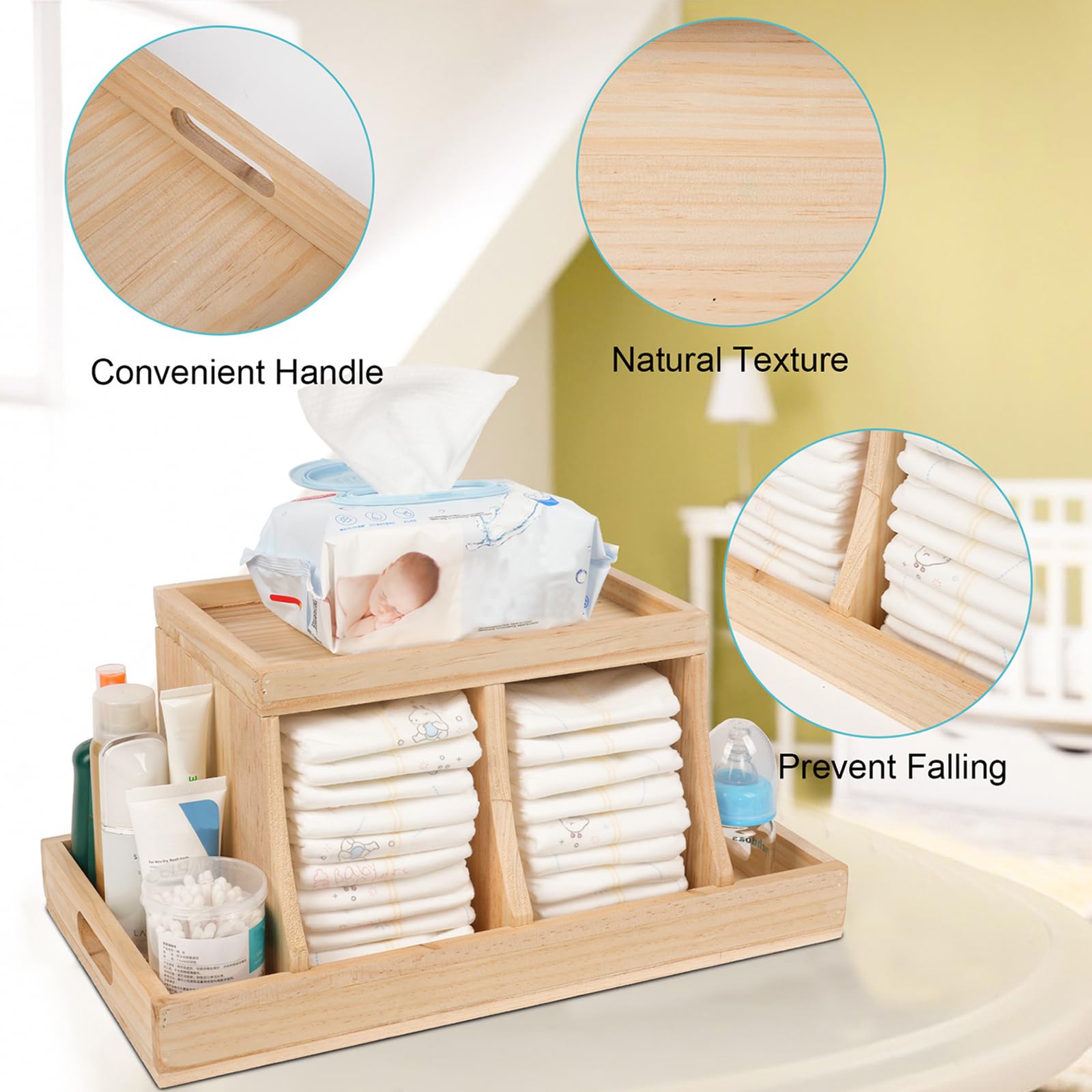 Busidhji Organizer's main compartment holds up to 26 diapers for quick diaper changes