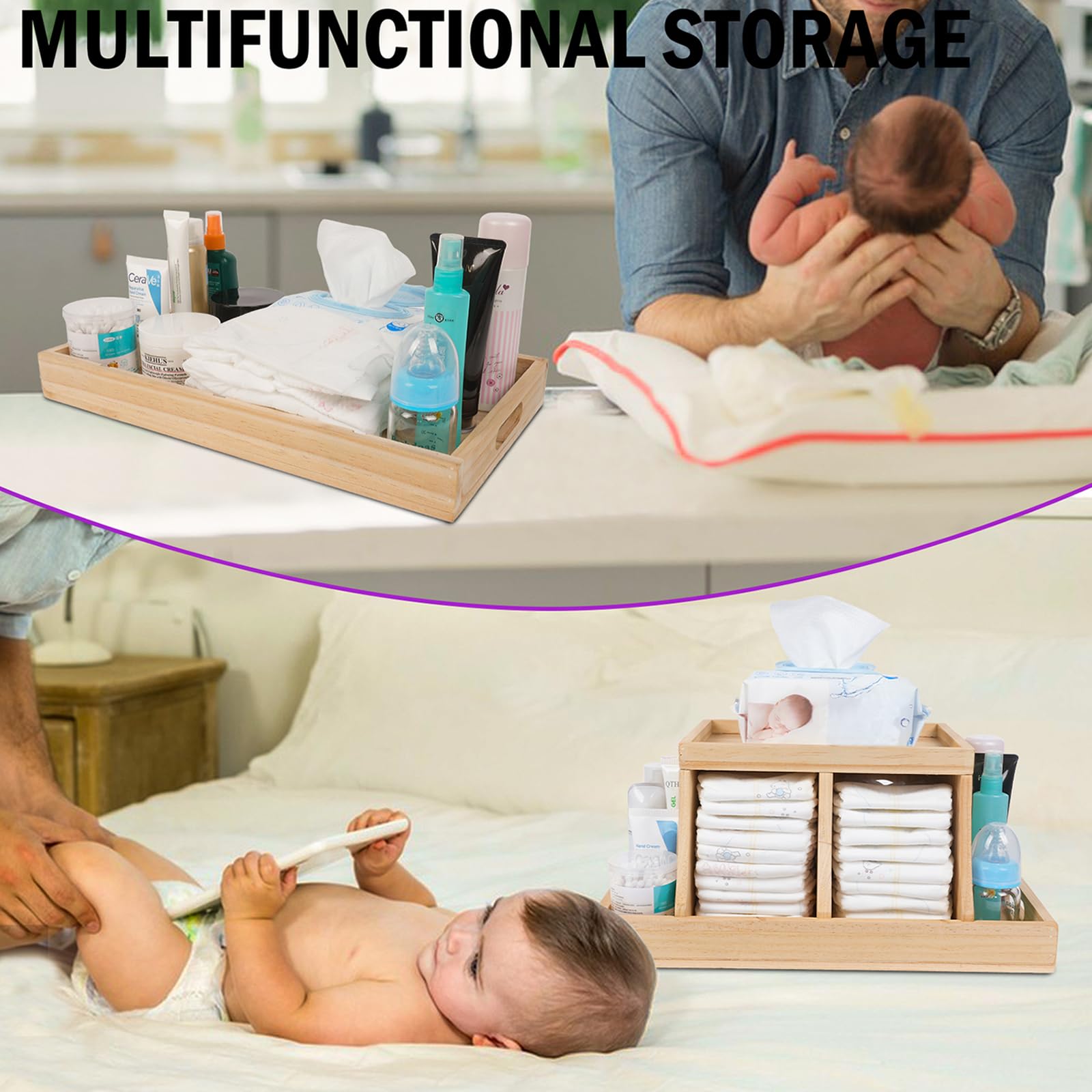 Busidhji Diaper Caddy keeps baby essentials organized and within arm's reach