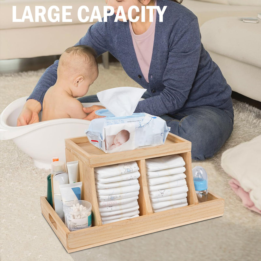 Busidhji Diaper Caddy Organizer's multi-compartment design holds diapers, wipes, and changing supplies neatly