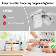 Busidhji Diaper Caddy Organizer features removable dividers to customize storage
