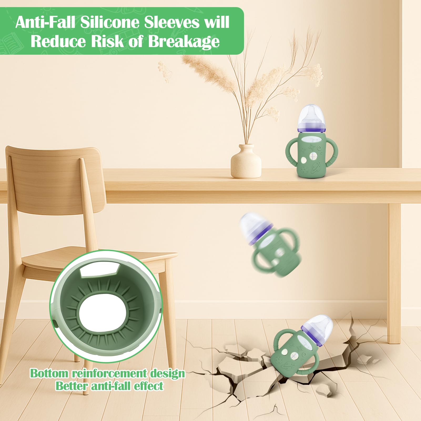 BUSOHA anti-breakage sleeve protects Lansinoh bottle from drops