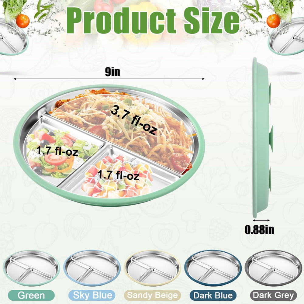 BUSOHA divided plate close-up highlights three portions for balanced toddler meals