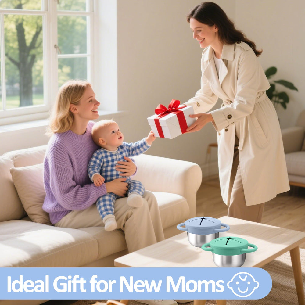 BUSOHA easy-grip toddler handles support independent self-feeding at meal times.