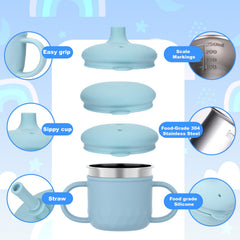 BUSOHA stainless steel kids cup comes with cleaning brush for hygiene