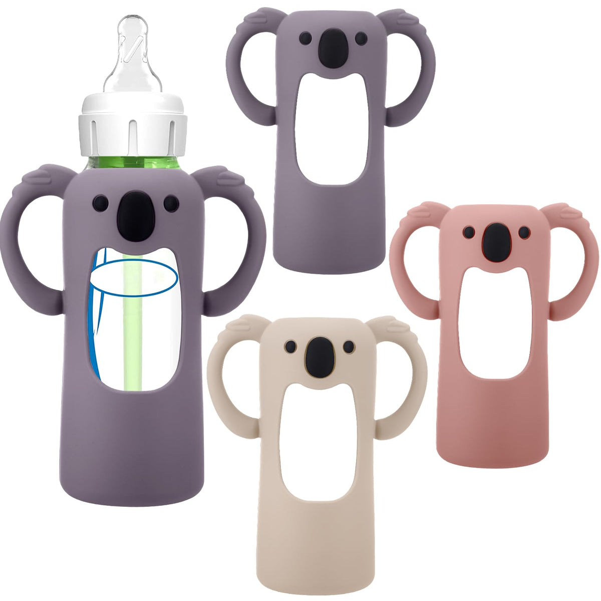 BUSOHA koalas sleeve on 8 oz glass bottle provides drop protection.