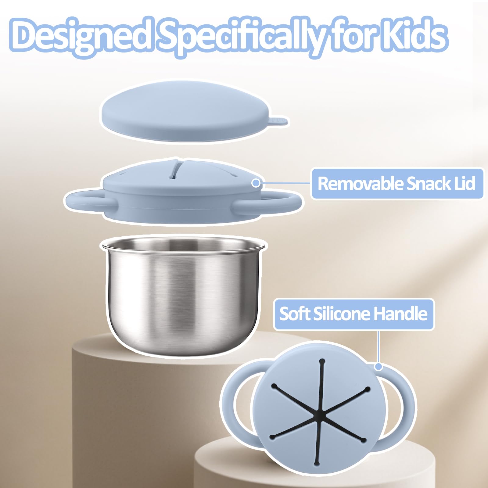 BUSOHA silicone catcher with removable lid for easy cleaning and stackable storage.