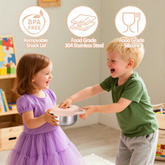 BUSOHA silicone catcher lid demonstrates spill containment during active play and travel.