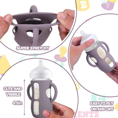 BUSOHA silicone sleeve with handle for Avent bottle enhances grip for caregivers.
