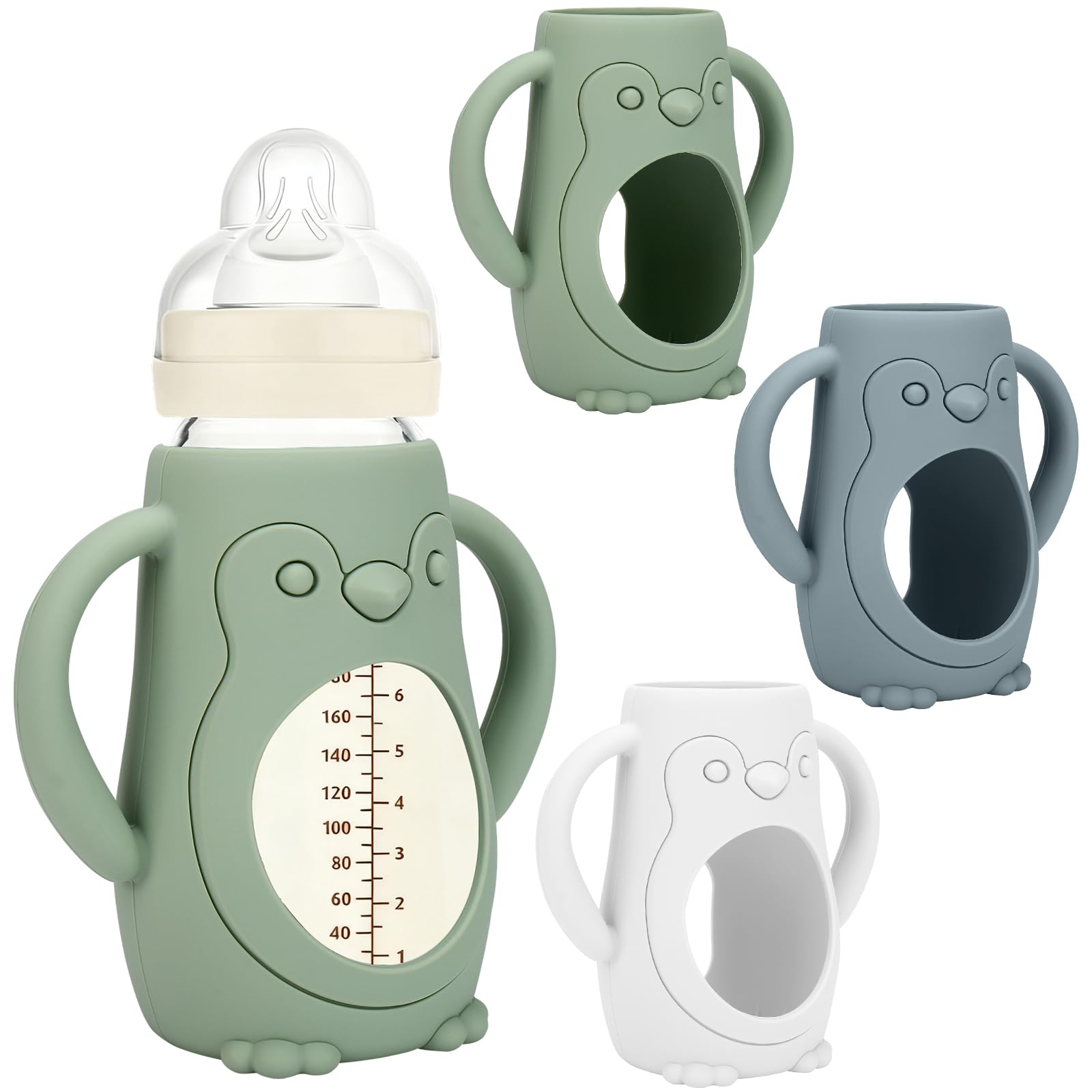BUSOHA silicone sleeve for MAM 9oz glass bottle protects against knocks.