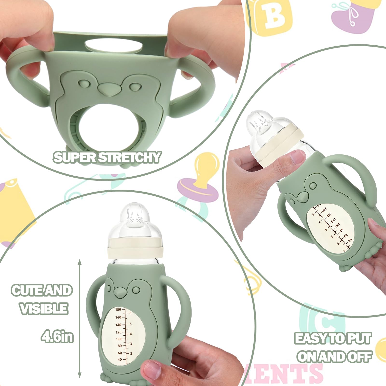 BUSOHA sleeve with built-in grip handle improves one-handed feeding.