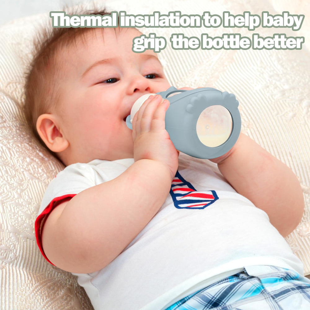 BUSOHA silicone sleeve helps maintain milk temperature during feeding.
