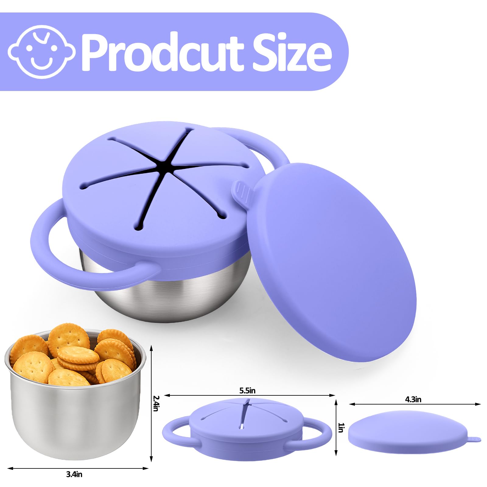 BUSOHA snack cups lid closeup showing food-grade silicone lid for safe, tidy snack access.