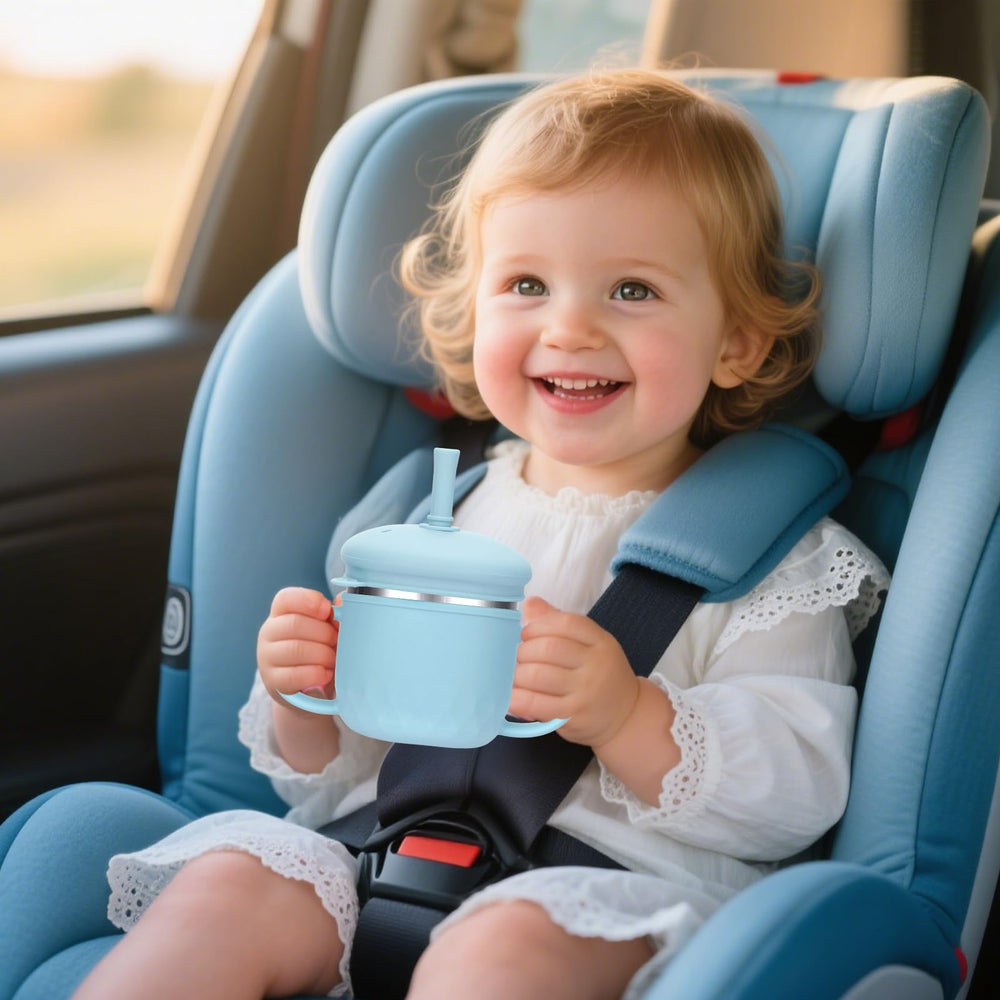 BUSOHA spill-proof sippy cup with silicone lid for mess-free meals