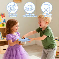 BUSOHA stainless steel snack cup durability for drops, bumps, and everyday toddler adventures.