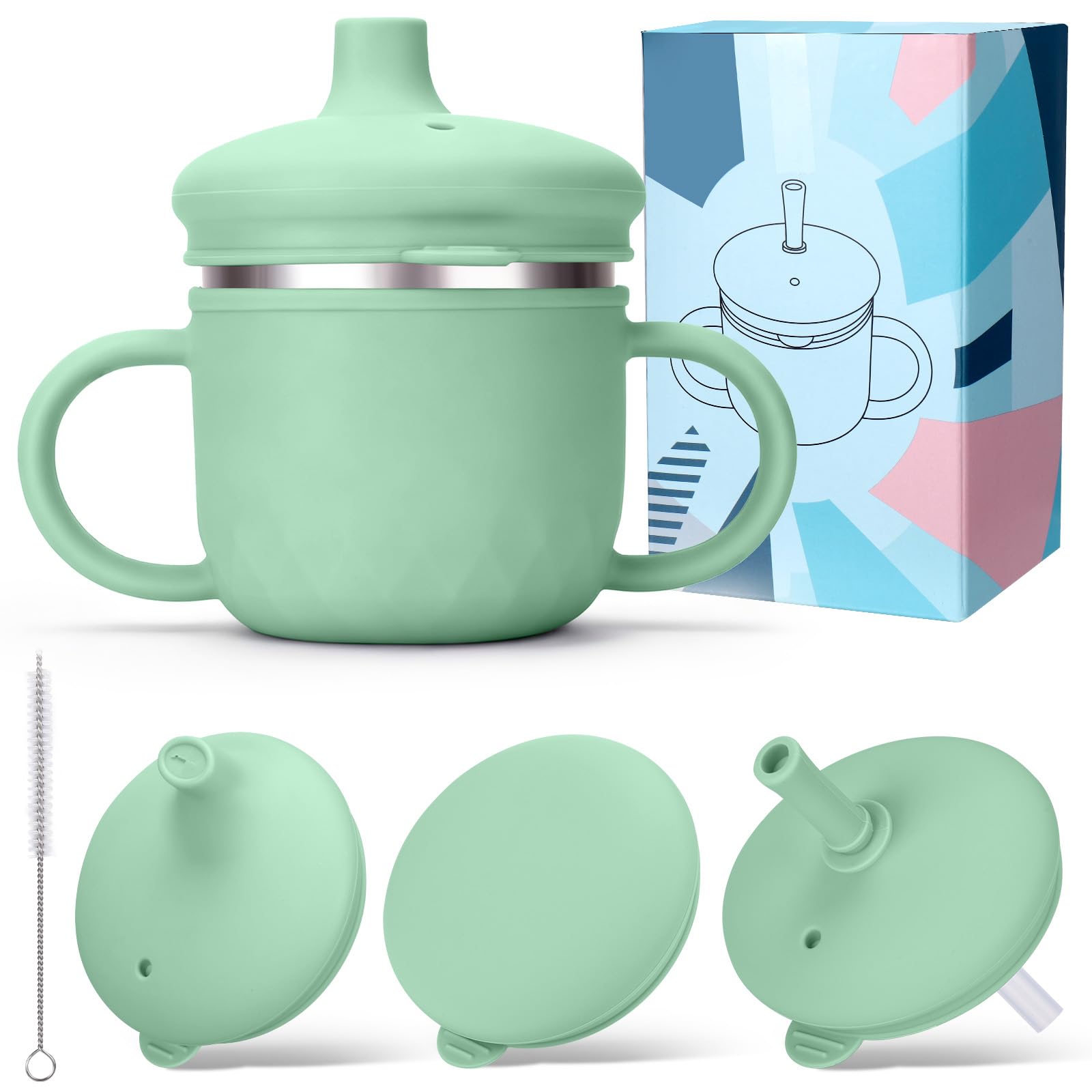BUSOHA stainless steel toddler sippy cup spill-proof design for mess-free meals.
