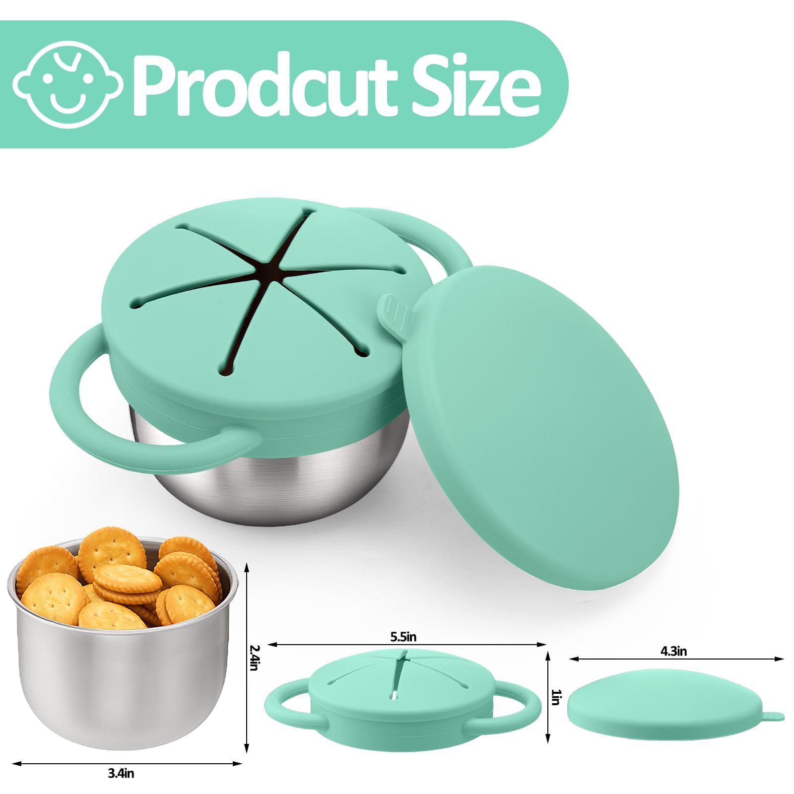BUSOHA snack cup with easy-grip handles supports toddler self-feeding